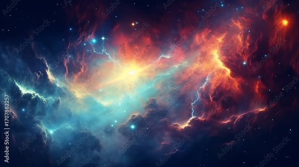 Fototapeta premium Colorful space galaxy cloud nebula. Stary night cosmos. Universe science astronomy. Supernova background wallpaper