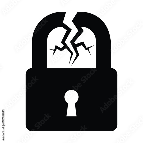 Broken padlock icon symbolizing security breach and data protection vulnerability