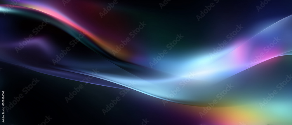 Fototapeta premium Abstract colorful light wave on black background 
