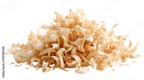 Wood shavings pile light beige texture background