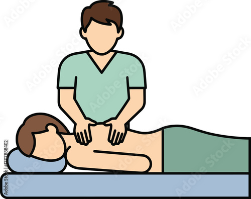 Masseur doing massage to patient isolated on white background, therapy concept