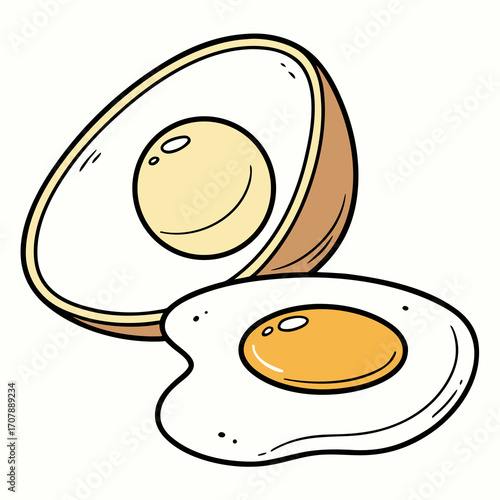 Simple flat cartoon whole egg illustration