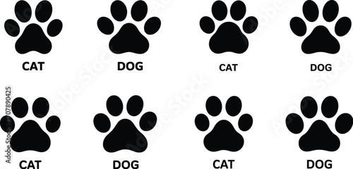 Dog and cat paw print