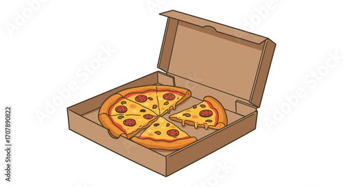 open pizza box revealing delicious slices inside
