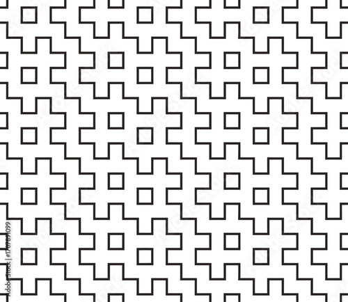 Repeating pattern of squares and connected line segments