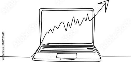 Laptop graph rising arrow chart