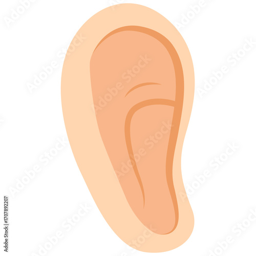 Human ear in soft skin tone, anatomical auditory organ illustration perfect for medical or educational content.

