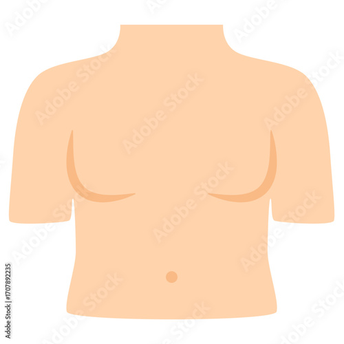 Female torso with visible breasts, anatomical upper body illustration ideal for medical or biology education.

