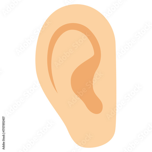 Human ear with visible outer shape, auditory organ illustration ideal for anatomy or hearing education.