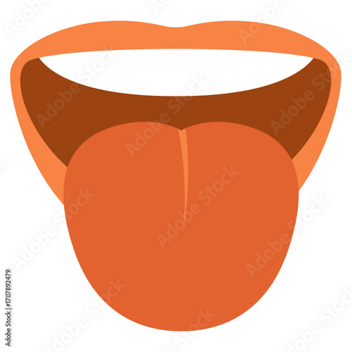Open human mouth with tongue, oral cavity illustration ideal for speech or anatomy education themes.

