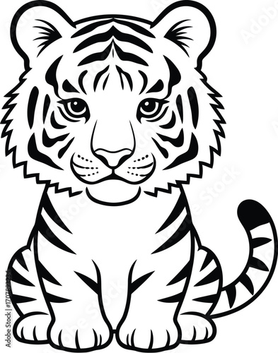 Cute tiger cub drawing vector illustration animal cartoon art