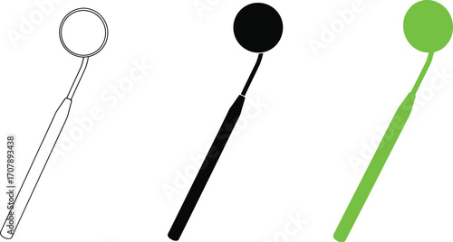 Dental mirror vector illustration dentist tool equipment set