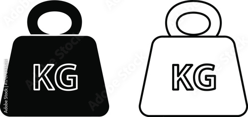 Vector kg weight kilogram icon black and white illustration