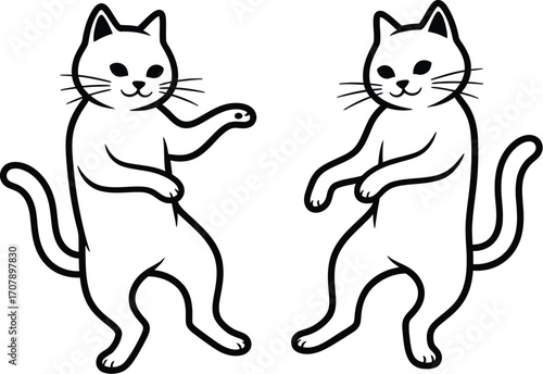 Dancing cats vector illustration funny animal cartoon design