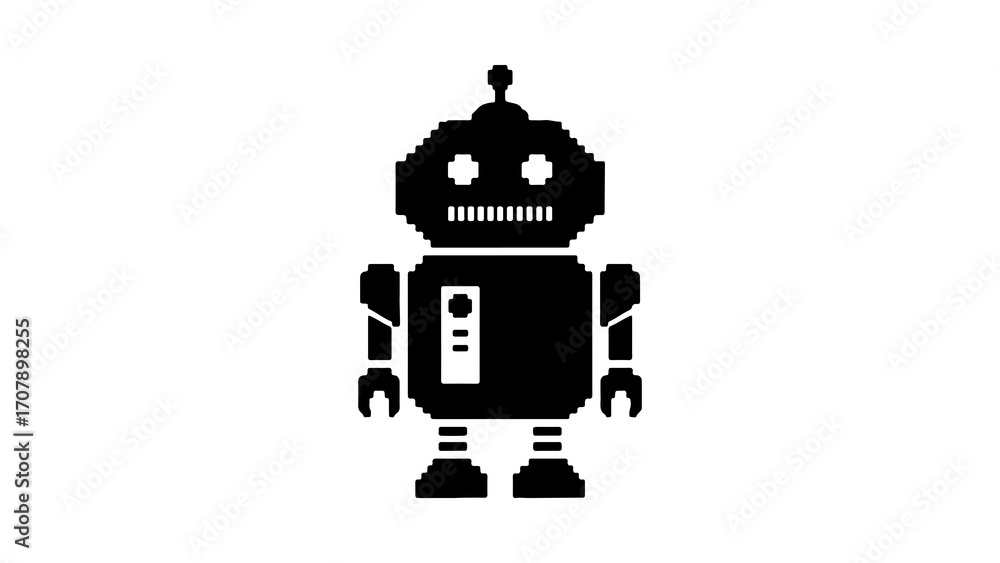 Fototapeta premium Retro robot icon with transparent background