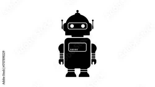 Retro robot icon with transparent background