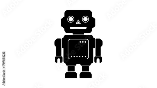 Retro robot icon with transparent background