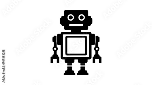 Retro robot icon with transparent background