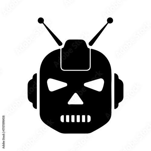 Robot head icon with transparent background