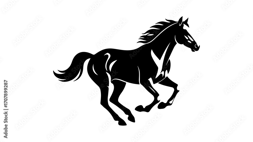 Fototapeta premium Running horse silhouette with transparent background