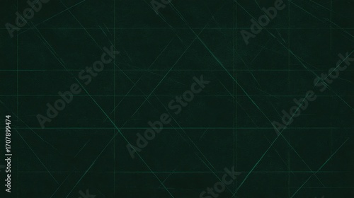 Abstract Dark Green Chalkboard Texture with Geometric Line Patterns