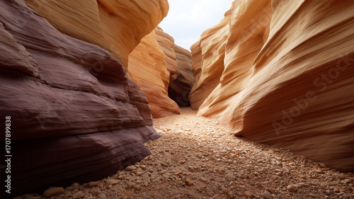 Majestic view of colorful canyon with smooth rock formations