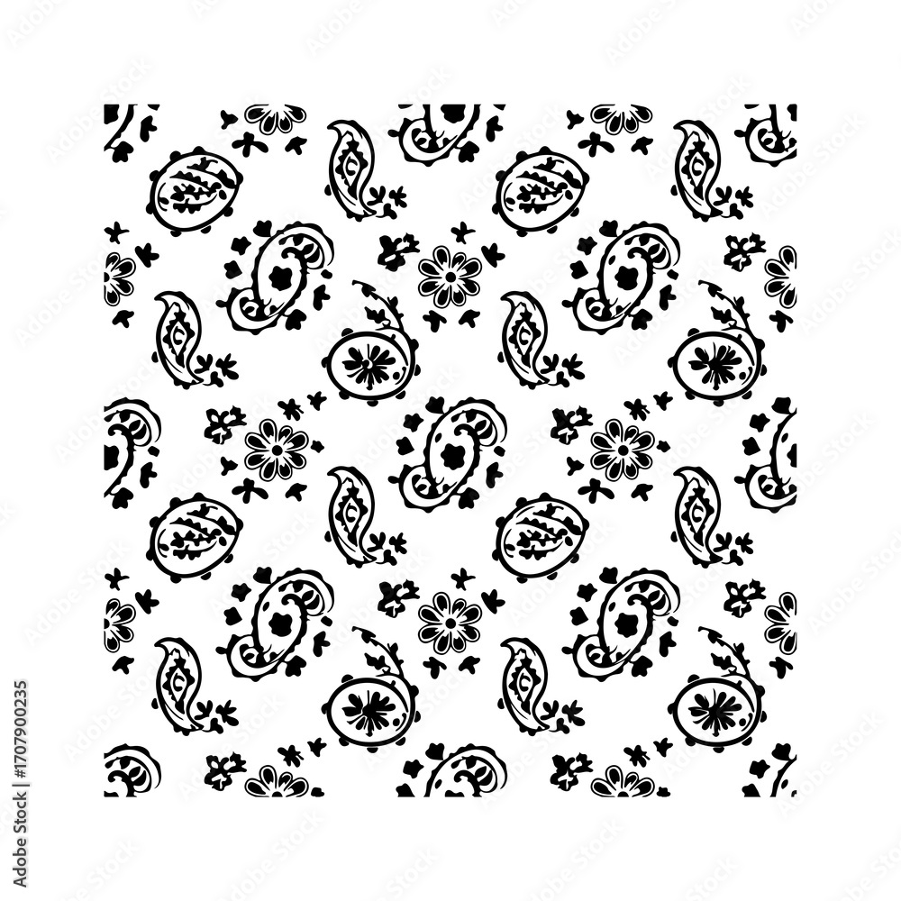 Fototapeta premium Seamless pattern of paisley swirls with transparent background