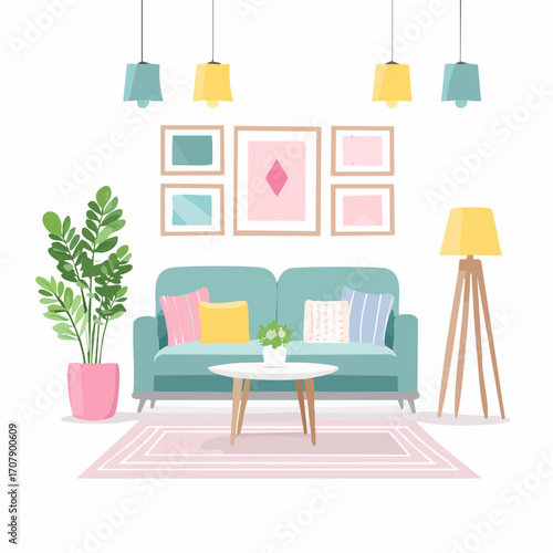 Niedliches Wohnzimmer in pastellfarben