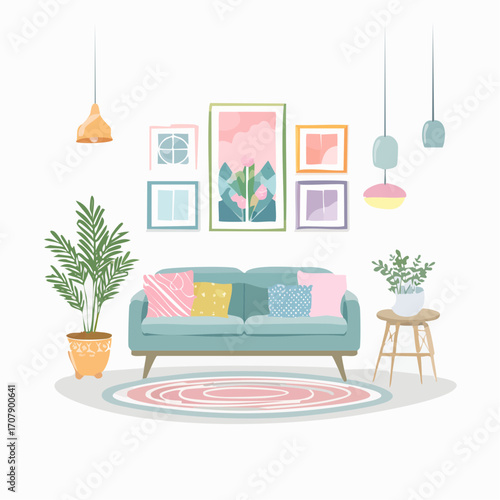 Niedliches Wohnzimmer in pastellfarben