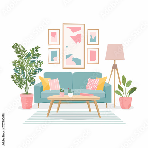 Niedliches Wohnzimmer in pastellfarben