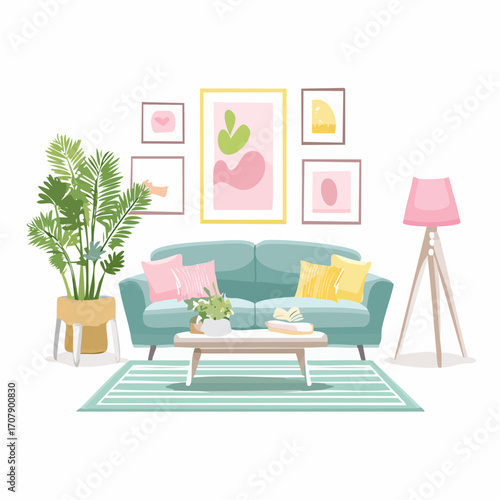 Niedliches Wohnzimmer in pastellfarben