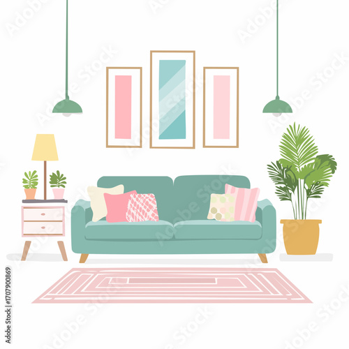 Niedliches Wohnzimmer in pastellfarben