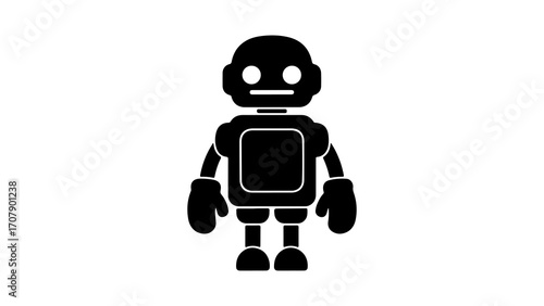 Simple robot icon with transparent background