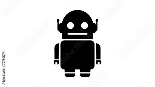 Simple robot icon with transparent background