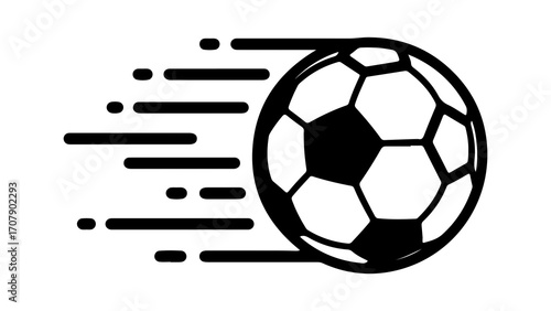 Soccer ball in motion with transparent background