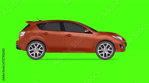  Orange Car Green Screen video 4K 