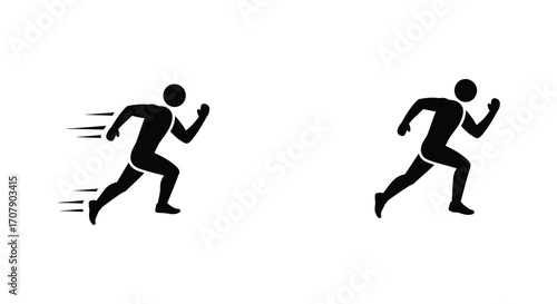 two figures running side by side in motion