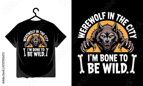 Fierce werewolf with glowing eyes and sharp claws ready to unleash wildness T-shirt