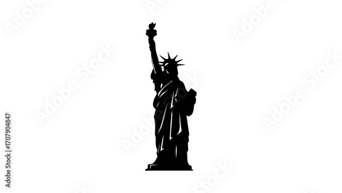 Statue of liberty silhouette with transparent background