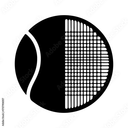 Tennis ball with halftone pattern with transparent background