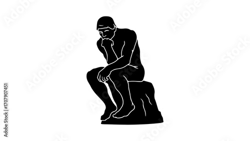 The thinker statue with transparent background
