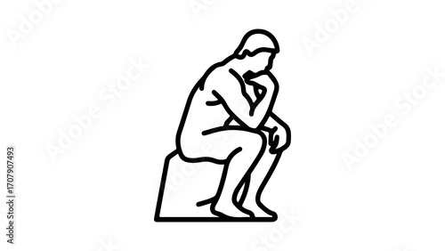 Thinker statue with transparent background