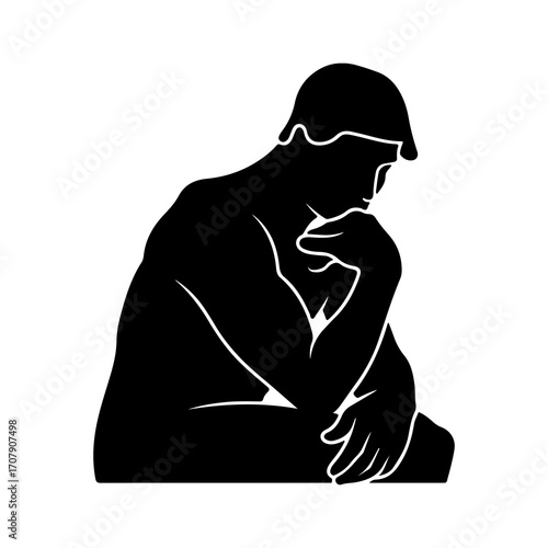 Thinking man silhouette with transparent background