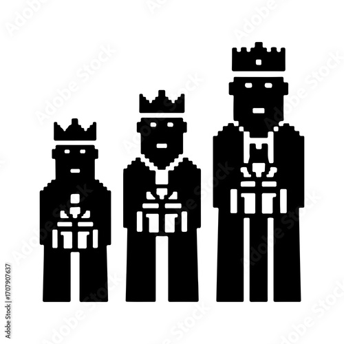 Three kings with gifts with transparent background