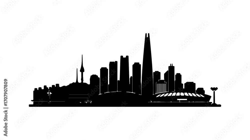 Fototapeta premium Toronto skyline silhouette with transparent background
