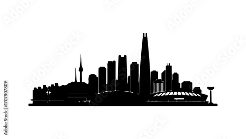 Toronto skyline silhouette with transparent background