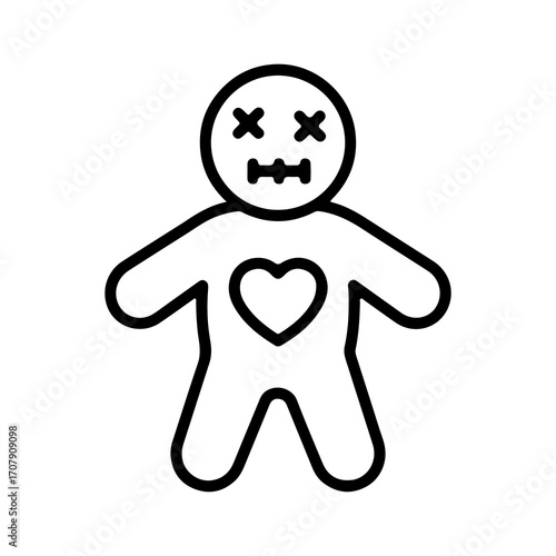 Voodoo doll with dead eyes and transparent background