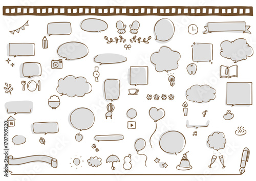 手描きのふきだしフレームセット