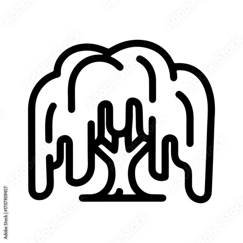 Weeping willow tree outline with transparent background