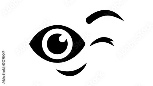 Winking eye icon with transparent background